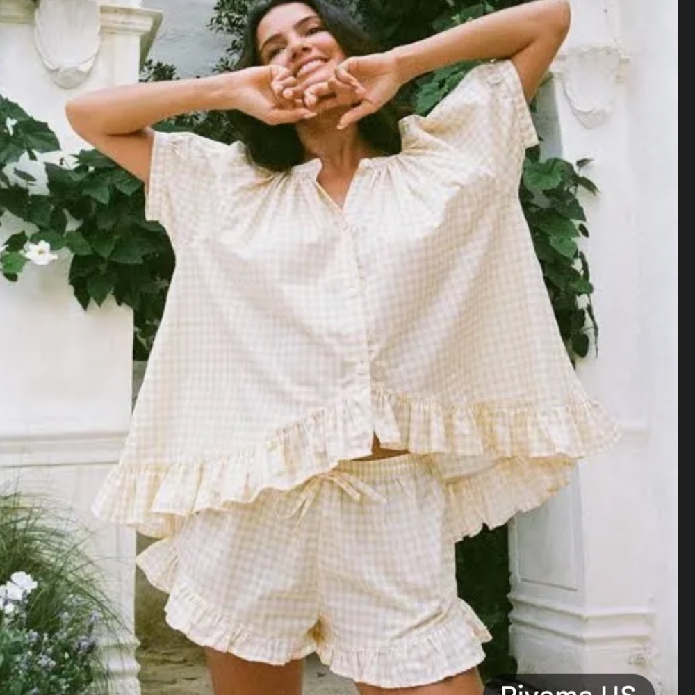 Women's Yellow Checkered Sleepwear Set